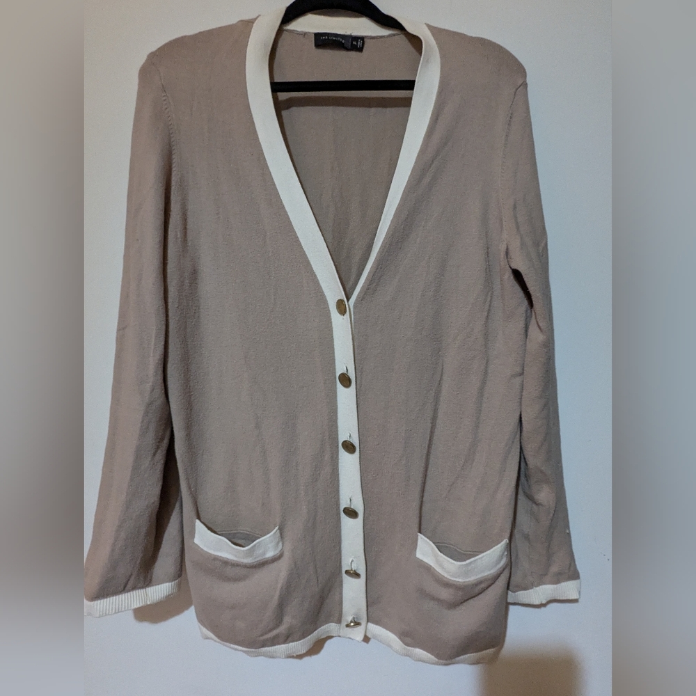 The Limited Tan and White Cardigan Sweater